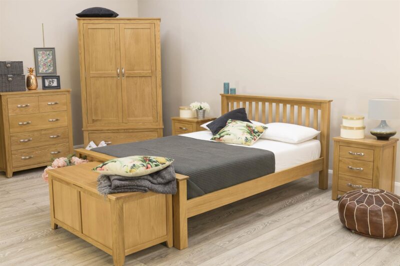 Ninaka Solid Oak Double Wardrobe – 1 Drawer Storage - Image 6