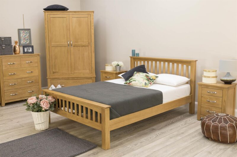Ninaka Solid Oak Double Wardrobe – 1 Drawer Storage - Image 7