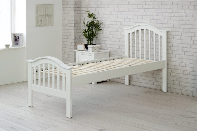 Ninaka Soft White Solid Wood Bed Frame – 2ft6 Small Single, B Grade - Image 2