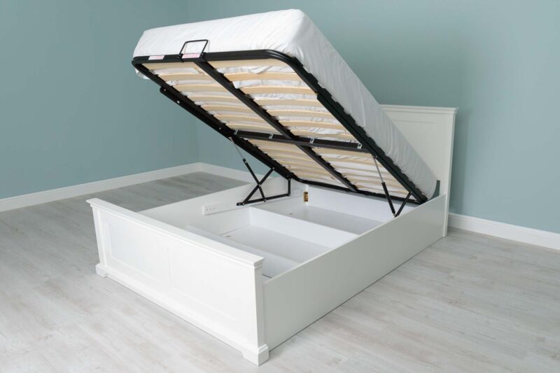 Ninaka Bright White Ottoman Storage Bed Frame – Multiple Sizes, B Grade - Image 4