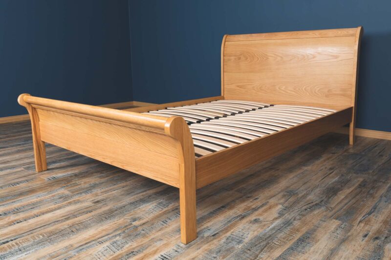 Ninaka Solid Oak Sleigh Bed Frame – Various Sizes, B Grade - Image 7