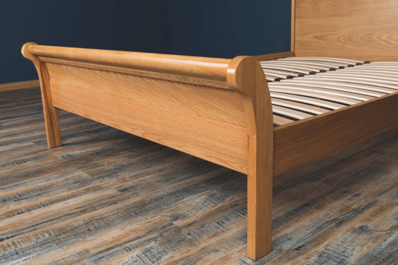 Ninaka Solid Oak Sleigh Bed Frame – Various Sizes, B Grade - Image 6