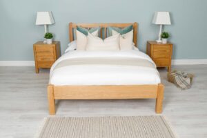 Ninaka Solid Natural Oak Bed Frame – Multiple Sizes, B Grade